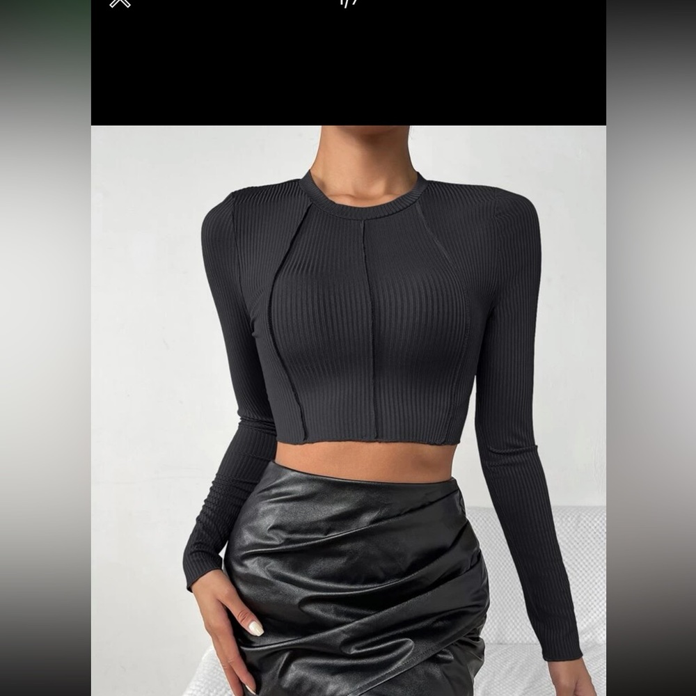 SHEIN black long sleeve crop top